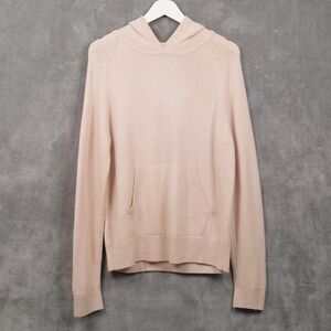 BANANA REPUBLIC 100% Cashmere Hoodie Sweater Heavyweight Cozy Pale Pink Sz XL